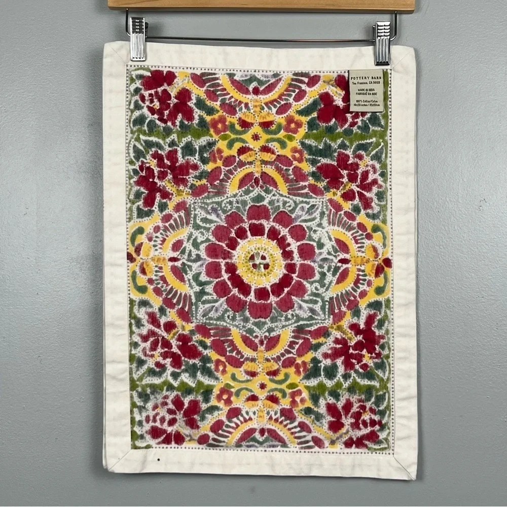 Set of 2 Pottery Barn 100% cotton block print multicolor placemats.